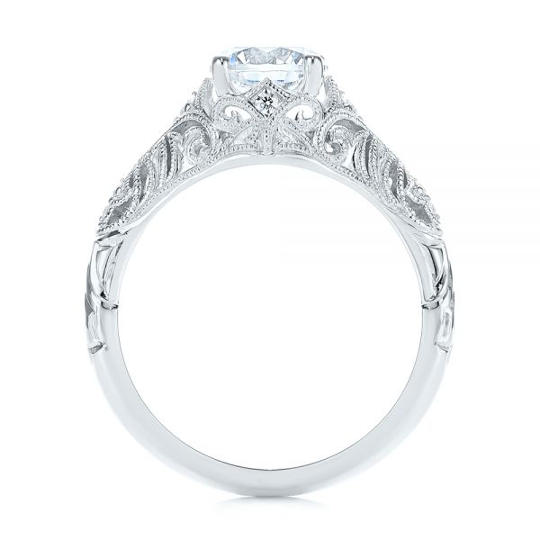18k White Gold 18k White Gold Vintage Style Filigree Engagement Ring - Front View -  105792
