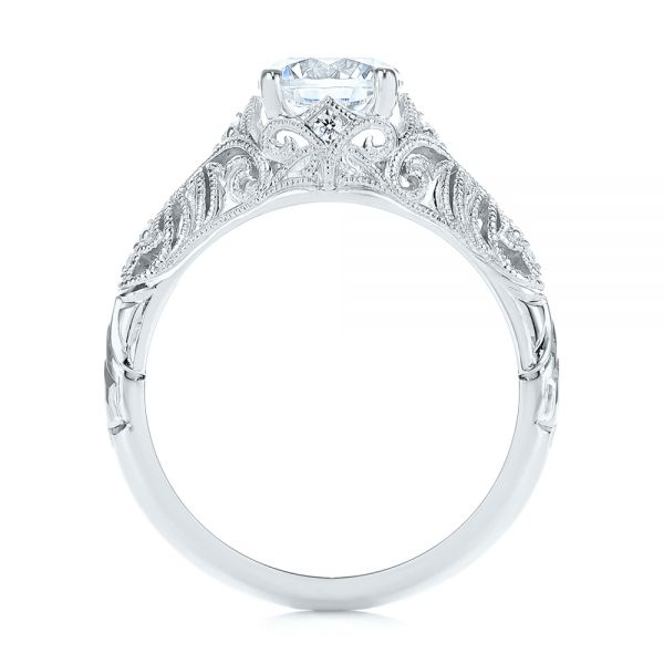 14k White Gold 14k White Gold Vintage Style Filigree Engagement Ring - Front View - 105792