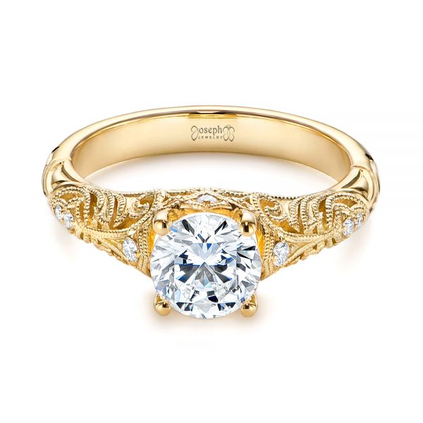 14k Yellow Gold Vintage Style Filigree Engagement Ring #105792