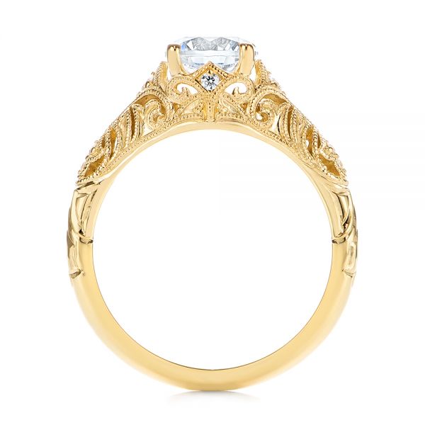 18k Yellow Gold 18k Yellow Gold Vintage Style Filigree Engagement Ring - Front View -  105792