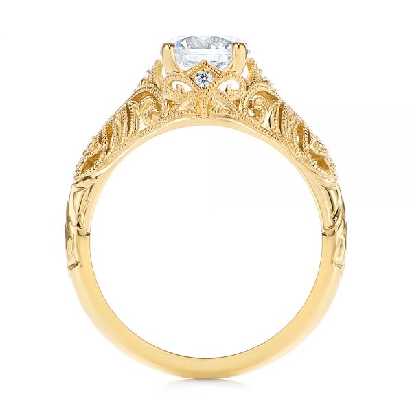 14k Yellow Gold 14k Yellow Gold Vintage Style Filigree Engagement Ring - Front View -  105792