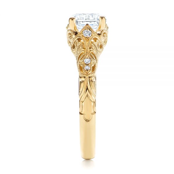 14k Yellow Gold 14k Yellow Gold Vintage Style Filigree Engagement Ring - Side View -  105792