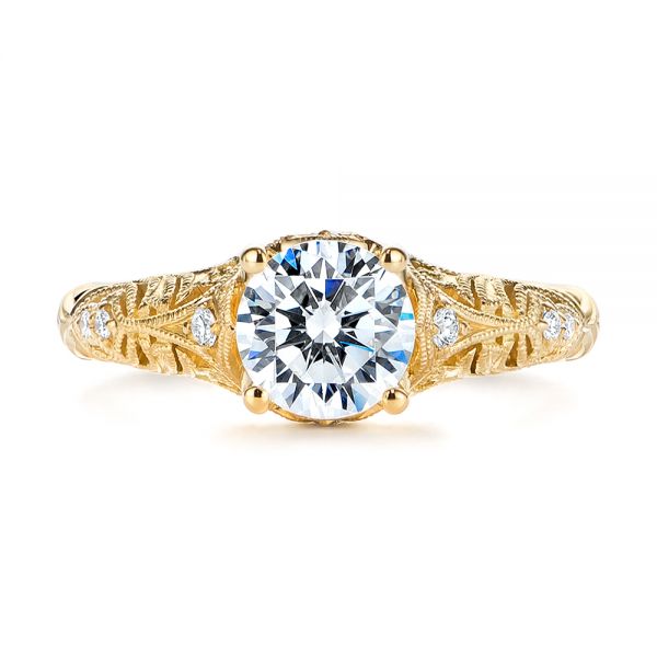 18k Yellow Gold Vintage Style Filigree Engagement Ring