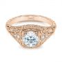 18k Rose Gold 18k Rose Gold Vintage-inspired Diamond Dome Engagement Ring - Flat View -  103095 - Thumbnail