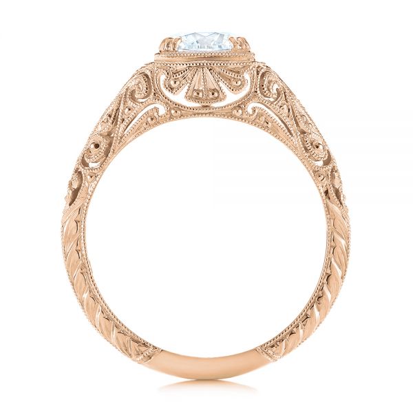 14k Rose Gold 14k Rose Gold Vintage-inspired Diamond Dome Engagement Ring - Front View -  103095