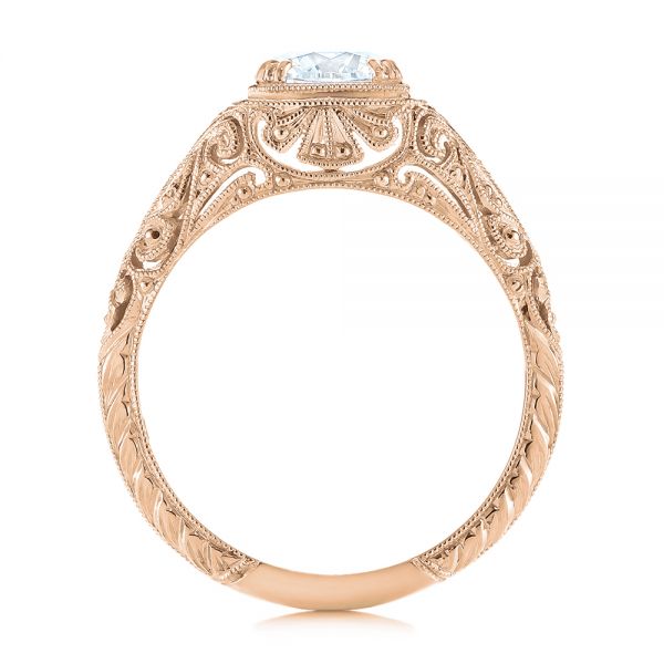 18k Rose Gold 18k Rose Gold Vintage-inspired Diamond Dome Engagement Ring - Front View - 103095