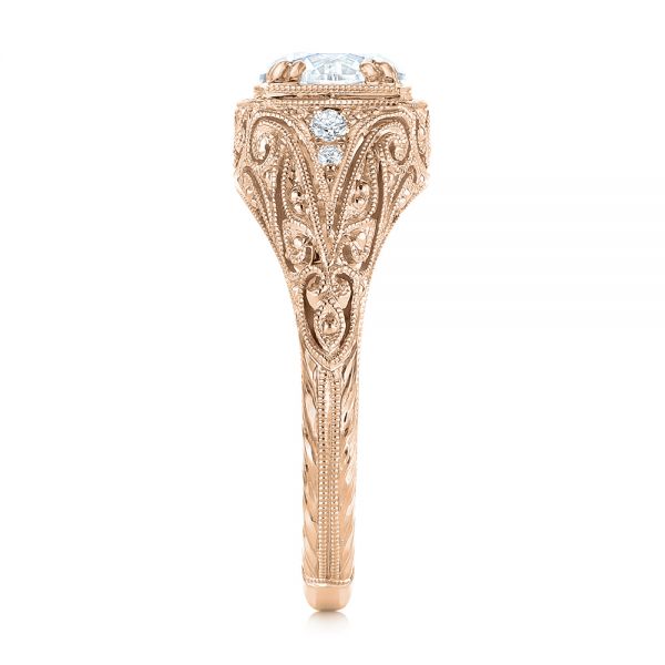 18k Rose Gold 18k Rose Gold Vintage-inspired Diamond Dome Engagement Ring - Side View - 103095
