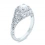 18k White Gold Vintage-inspired Diamond Dome Engagement Ring - Three-Quarter View -  103095 - Thumbnail