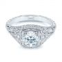 18k White Gold Vintage-inspired Diamond Dome Engagement Ring - Flat View -  103095 - Thumbnail