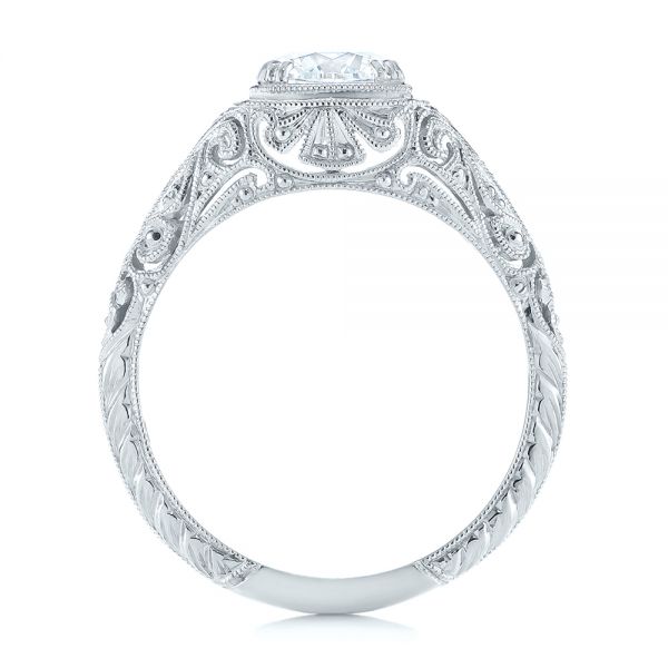 14k White Gold 14k White Gold Vintage-inspired Diamond Dome Engagement Ring - Front View -  103095