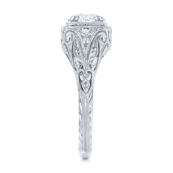 14k White Gold 14k White Gold Vintage-inspired Diamond Dome Engagement Ring - Side View -  103095