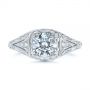 14k White Gold 14k White Gold Vintage-inspired Diamond Dome Engagement Ring - Top View -  103095 - Thumbnail
