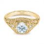 14k Yellow Gold 14k Yellow Gold Vintage-inspired Diamond Dome Engagement Ring - Flat View -  103095 - Thumbnail