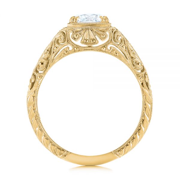 18k Yellow Gold 18k Yellow Gold Vintage-inspired Diamond Dome Engagement Ring - Front View -  103095