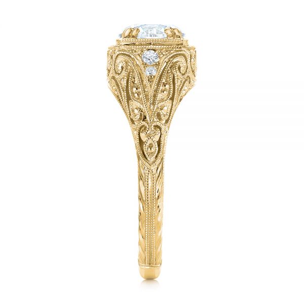 18k Yellow Gold 18k Yellow Gold Vintage-inspired Diamond Dome Engagement Ring - Side View - 103095