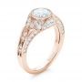 18k Rose Gold 18k Rose Gold Vintage-inspired Diamond Engagement Ring - Three-Quarter View -  103046 - Thumbnail
