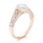 18k Rose Gold 18k Rose Gold Vintage-inspired Diamond Engagement Ring - Three-Quarter View -  103049 - Thumbnail