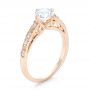 18k Rose Gold 18k Rose Gold Vintage-inspired Diamond Engagement Ring - Three-Quarter View -  103294 - Thumbnail