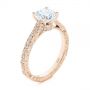 18k Rose Gold 18k Rose Gold Vintage-inspired Diamond Engagement Ring - Three-Quarter View -  105367 - Thumbnail