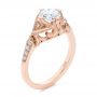 18k Rose Gold 18k Rose Gold Vintage-inspired Diamond Engagement Ring - Three-Quarter View -  105801 - Thumbnail