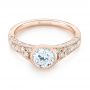 14k Rose Gold 14k Rose Gold Vintage-inspired Diamond Engagement Ring - Flat View -  103049 - Thumbnail