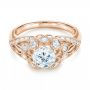 14k Rose Gold 14k Rose Gold Vintage-inspired Diamond Engagement Ring - Flat View -  103059 - Thumbnail