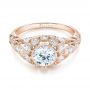 18k Rose Gold 18k Rose Gold Vintage-inspired Diamond Engagement Ring - Flat View -  103062 - Thumbnail