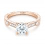 14k Rose Gold 14k Rose Gold Vintage-inspired Diamond Engagement Ring - Flat View -  103433 - Thumbnail