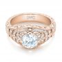 18k Rose Gold 18k Rose Gold Vintage-inspired Diamond Engagement Ring - Flat View -  103511 - Thumbnail