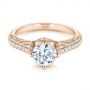14k Rose Gold 14k Rose Gold Vintage-inspired Diamond Engagement Ring - Flat View -  105793 - Thumbnail