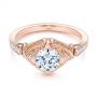 14k Rose Gold 14k Rose Gold Vintage-inspired Diamond Engagement Ring - Flat View -  105801 - Thumbnail