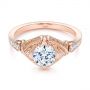 18k Rose Gold 18k Rose Gold Vintage-inspired Diamond Engagement Ring - Flat View -  105801 - Thumbnail