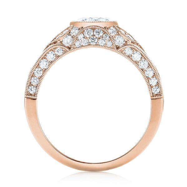 14k Rose Gold 14k Rose Gold Vintage-inspired Diamond Engagement Ring - Front View -  103046