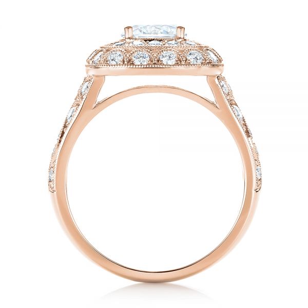 18k Rose Gold 18k Rose Gold Vintage-inspired Diamond Engagement Ring - Front View -  103047