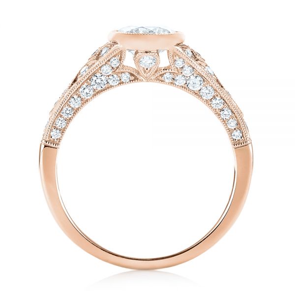 18k Rose Gold 18k Rose Gold Vintage-inspired Diamond Engagement Ring - Front View -  103049