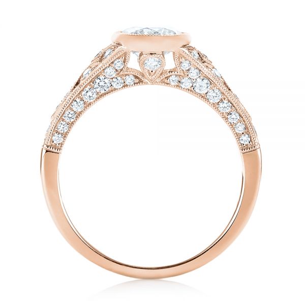 18k Rose Gold 18k Rose Gold Vintage-inspired Diamond Engagement Ring - Front View - 103049