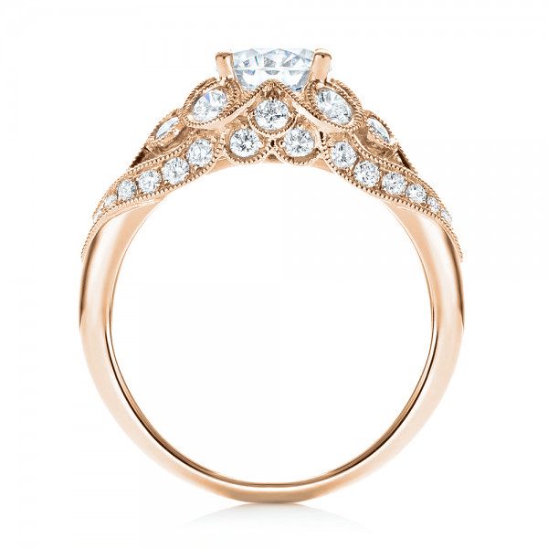 18k Rose Gold 18k Rose Gold Vintage-inspired Diamond Engagement Ring - Front View - 103059