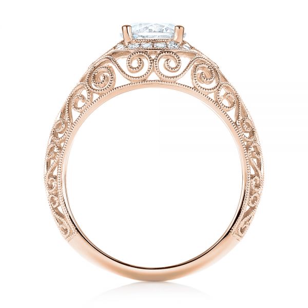 18k Rose Gold 18k Rose Gold Vintage-inspired Diamond Engagement Ring - Front View - 103060