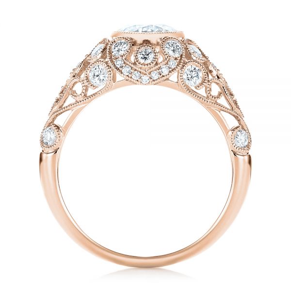 14k Rose Gold 14k Rose Gold Vintage-inspired Diamond Engagement Ring - Front View -  103062