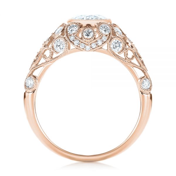 14k Rose Gold 14k Rose Gold Vintage-inspired Diamond Engagement Ring - Front View - 103062