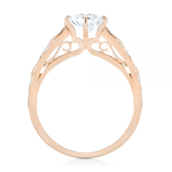 14k Rose Gold 14k Rose Gold Vintage-inspired Diamond Engagement Ring - Front View -  103294