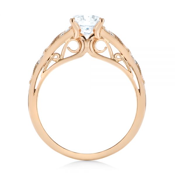 18k Rose Gold Vintage-inspired Diamond Engagement Ring - Front View -  103298