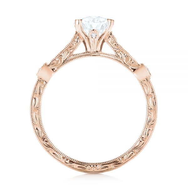 14k Rose Gold 14k Rose Gold Vintage-inspired Diamond Engagement Ring - Front View -  103433