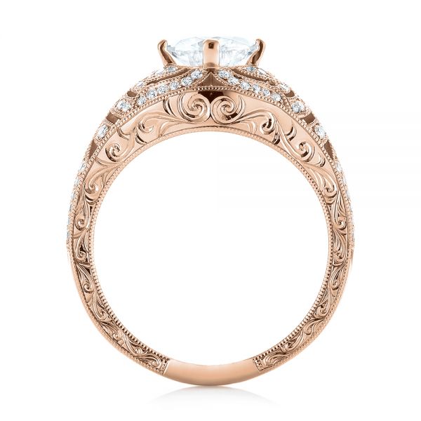 14k Rose Gold 14k Rose Gold Vintage-inspired Diamond Engagement Ring - Front View -  103511