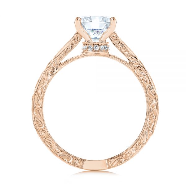 14k Rose Gold 14k Rose Gold Vintage-inspired Diamond Engagement Ring - Front View -  105367