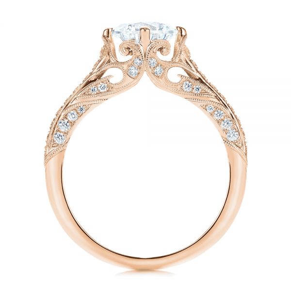 18k Rose Gold 18k Rose Gold Vintage-inspired Diamond Engagement Ring - Front View -  105793