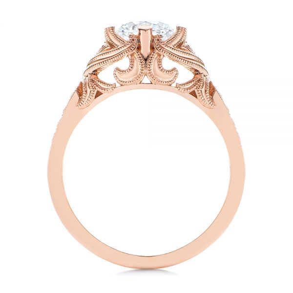 14k Rose Gold 14k Rose Gold Vintage-inspired Diamond Engagement Ring - Front View -  105801
