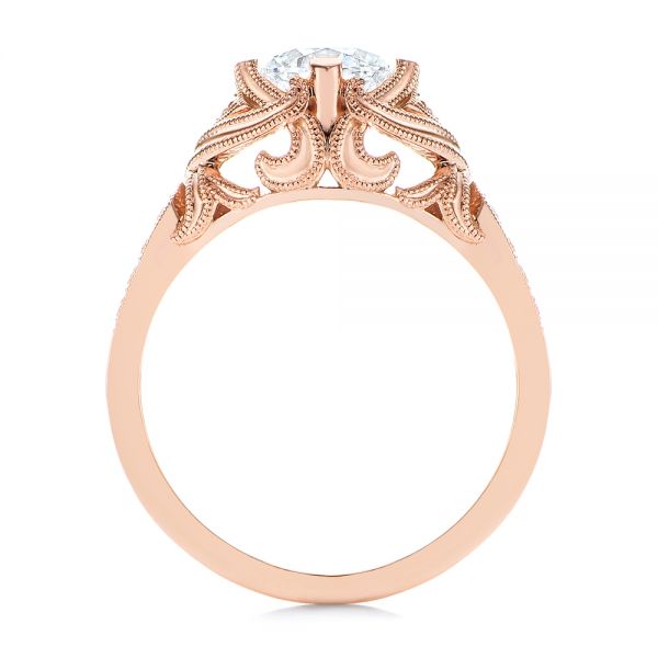 18k Rose Gold 18k Rose Gold Vintage-inspired Diamond Engagement Ring - Front View -  105801