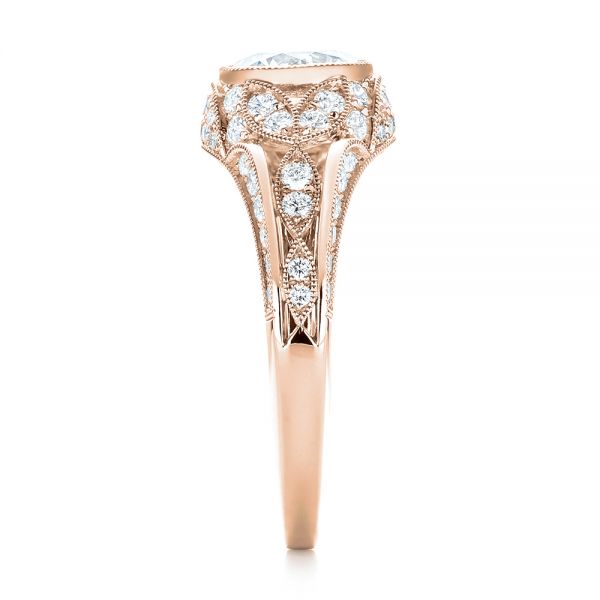14k Rose Gold 14k Rose Gold Vintage-inspired Diamond Engagement Ring - Side View - 103046