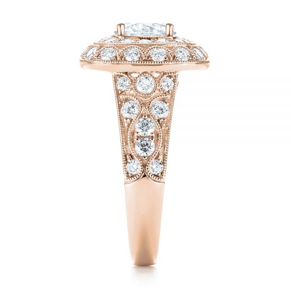 14k Rose Gold 14k Rose Gold Vintage-inspired Diamond Engagement Ring - Side View -  103047